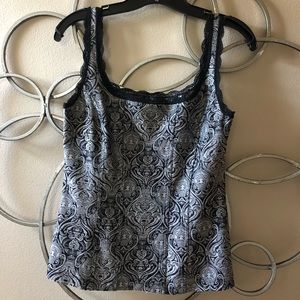 WHBM Blouse with Black Lace Trim, Size S